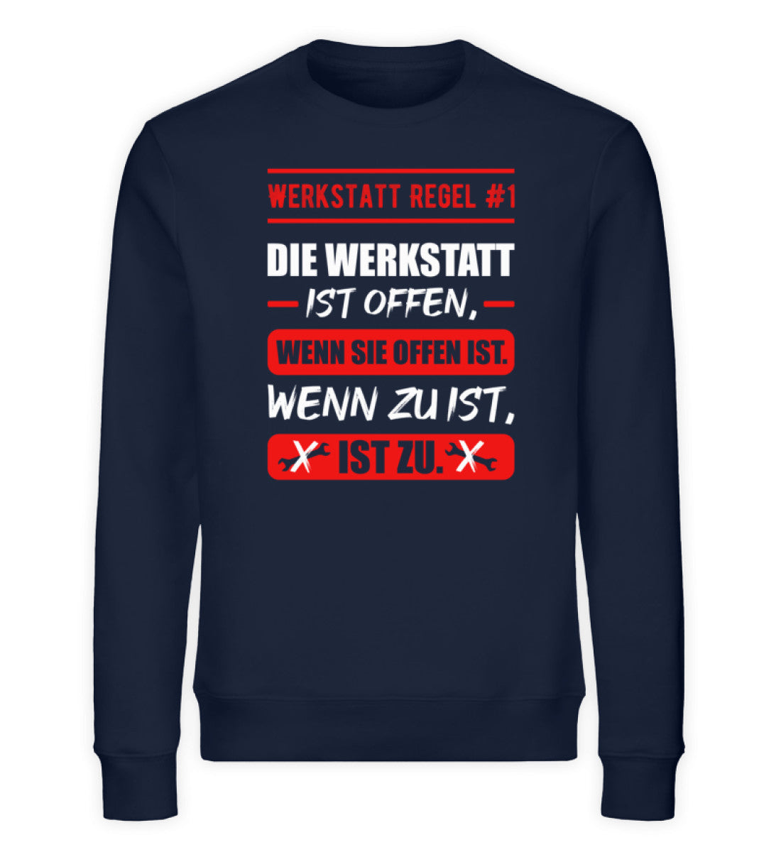 Die Werkstatt ist offen oder zu Sweater