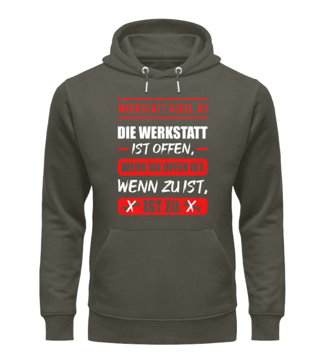 Die Werkstatt ist offen oder zu Hoodie