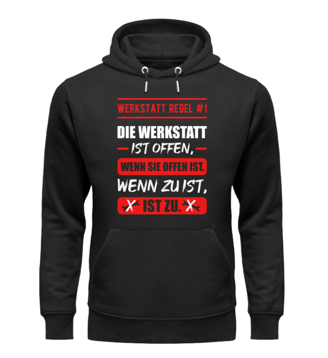 Die Werkstatt ist offen oder zu Hoodie