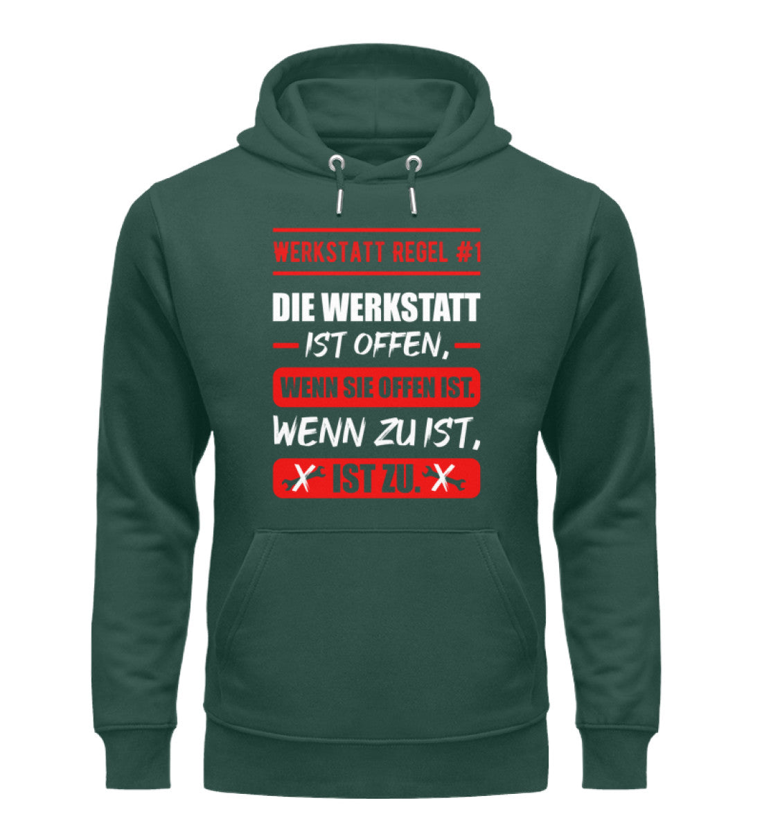 Die Werkstatt ist offen oder zu Hoodie