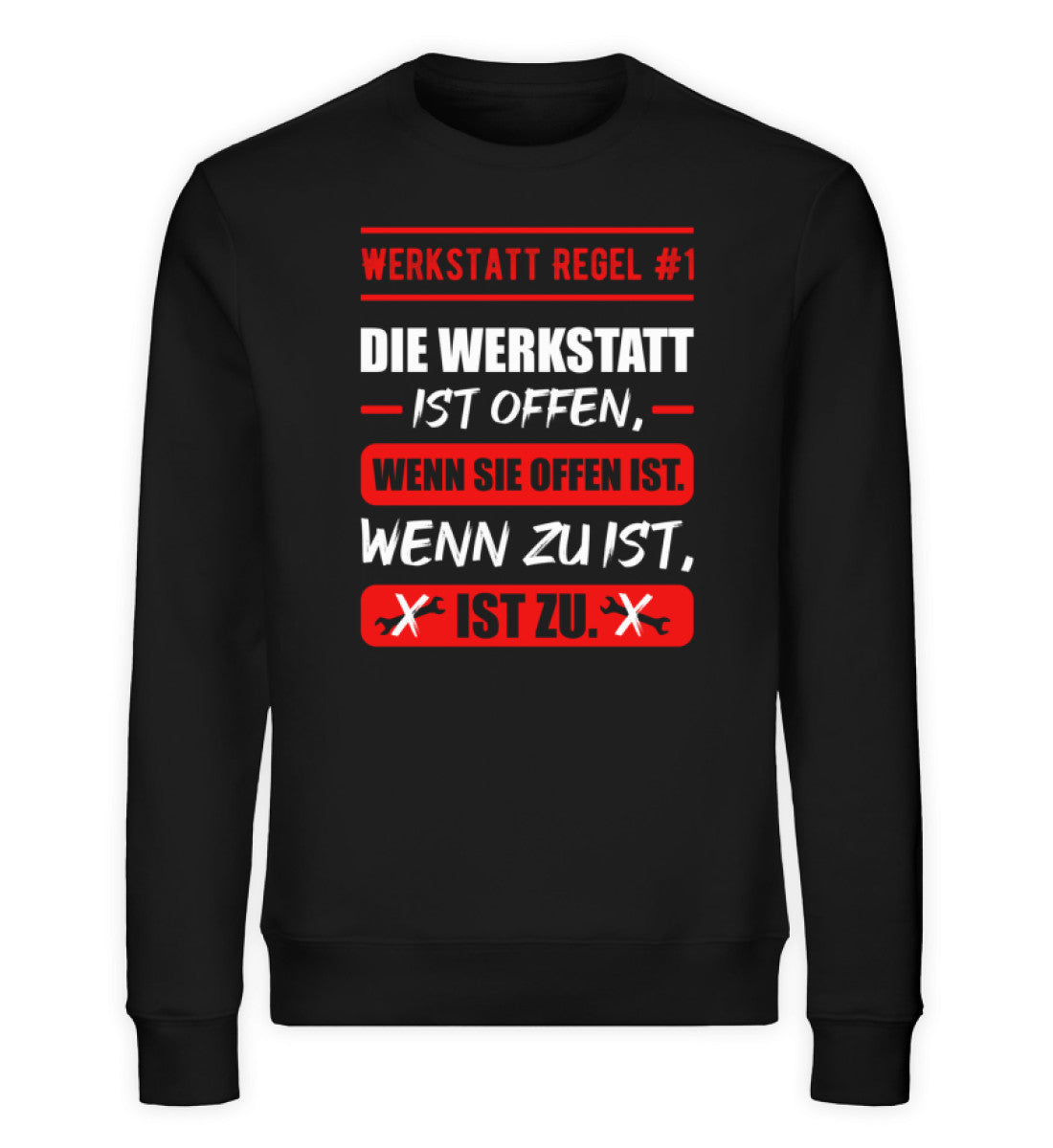 Die Werkstatt ist offen oder zu Sweater